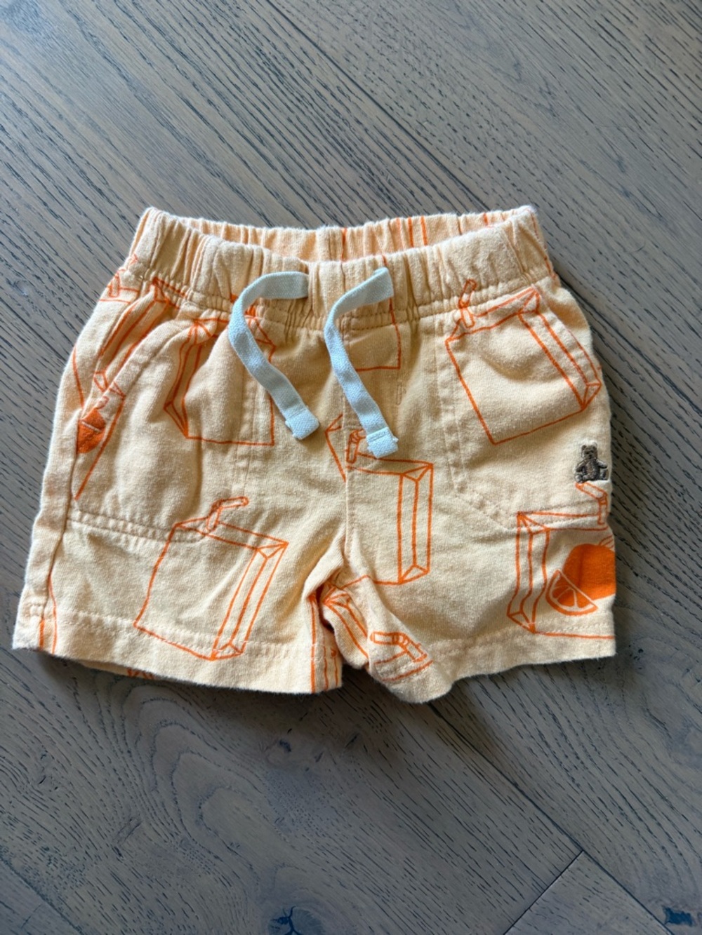 GAP Shorts with Orange Juice Box Print, 6-12 Months